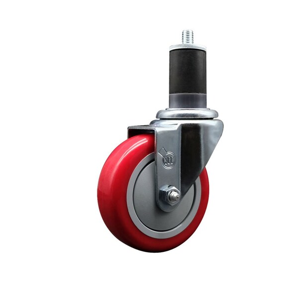 Service Caster 4'' Red Poly Wheel Swivel 1-5/8'' Expanding Stem Caster SCC-EX20S414-PPUB-RED-158 - main